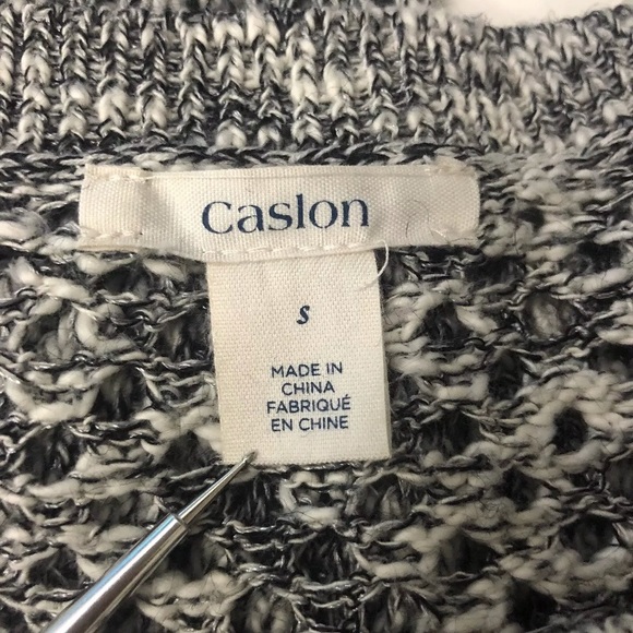 Caslon Long Sleeve Gray/Beige Heather Knit Sweater - Picture 5 of 6